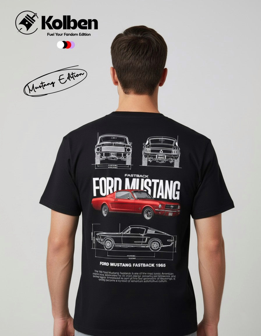Old School Muscle: Premium 250gsm French Terry Oversized Mustang Tee